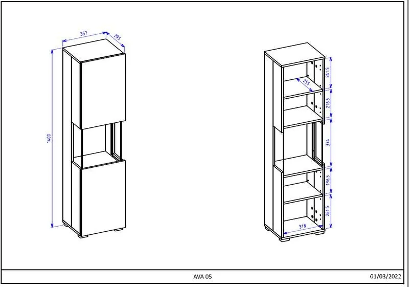 Meblościanka AVA stojąca/wisząca dąb artisan - 24RCLM09