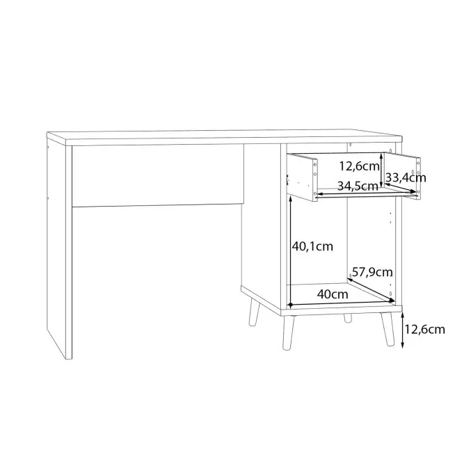 Biurko AKSANA z szafką i 1 szufladą - dąb mauvella, biały 60x120 cm - AKNB111R-M992