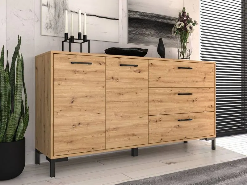 Komoda 2-drzwiowa z 3 szufladami NEVIO 13 dąb artisan - 1NEVI13-001