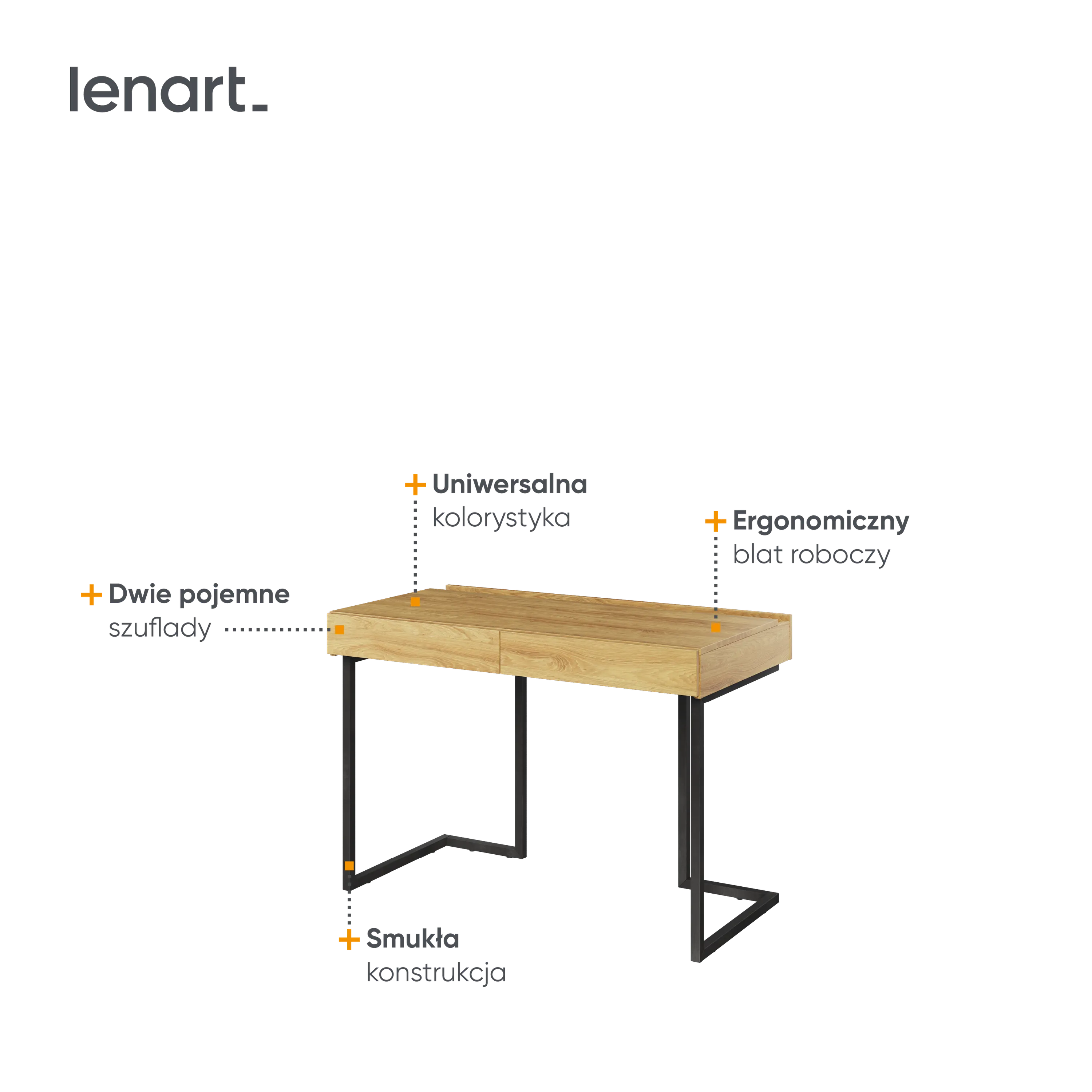 Biurko wolnostojące Teen Flex TF-06+TF-15 hikora naturalna/surowa stal - TF615HRS