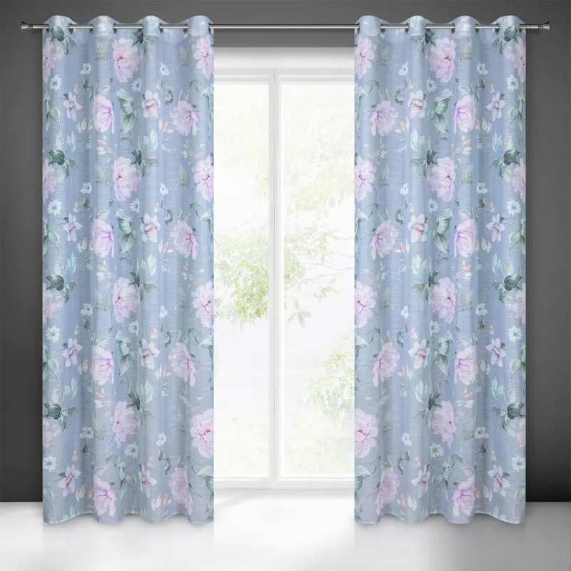 ZASŁONA GOTOWA FLORA 140 X 250 CM POPIELATY Tekstura, Kurtyna