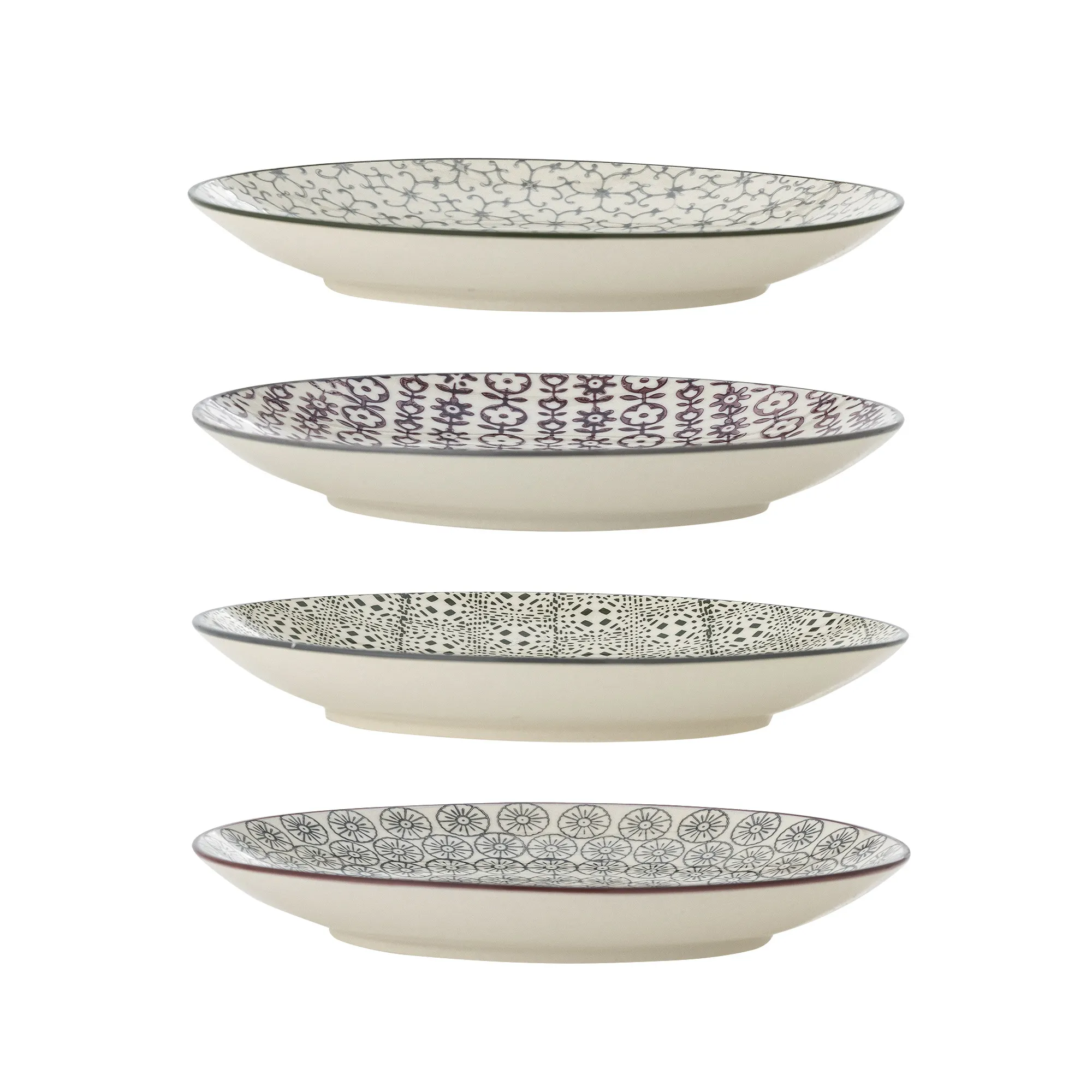 image talerz, porcelana, miska dekor, wzory geometryczne, płytkie miski