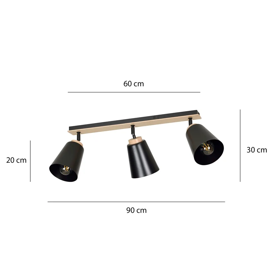 Lampa sufitowa ATLAS 3 czarny naturalny — zdjęcie 11