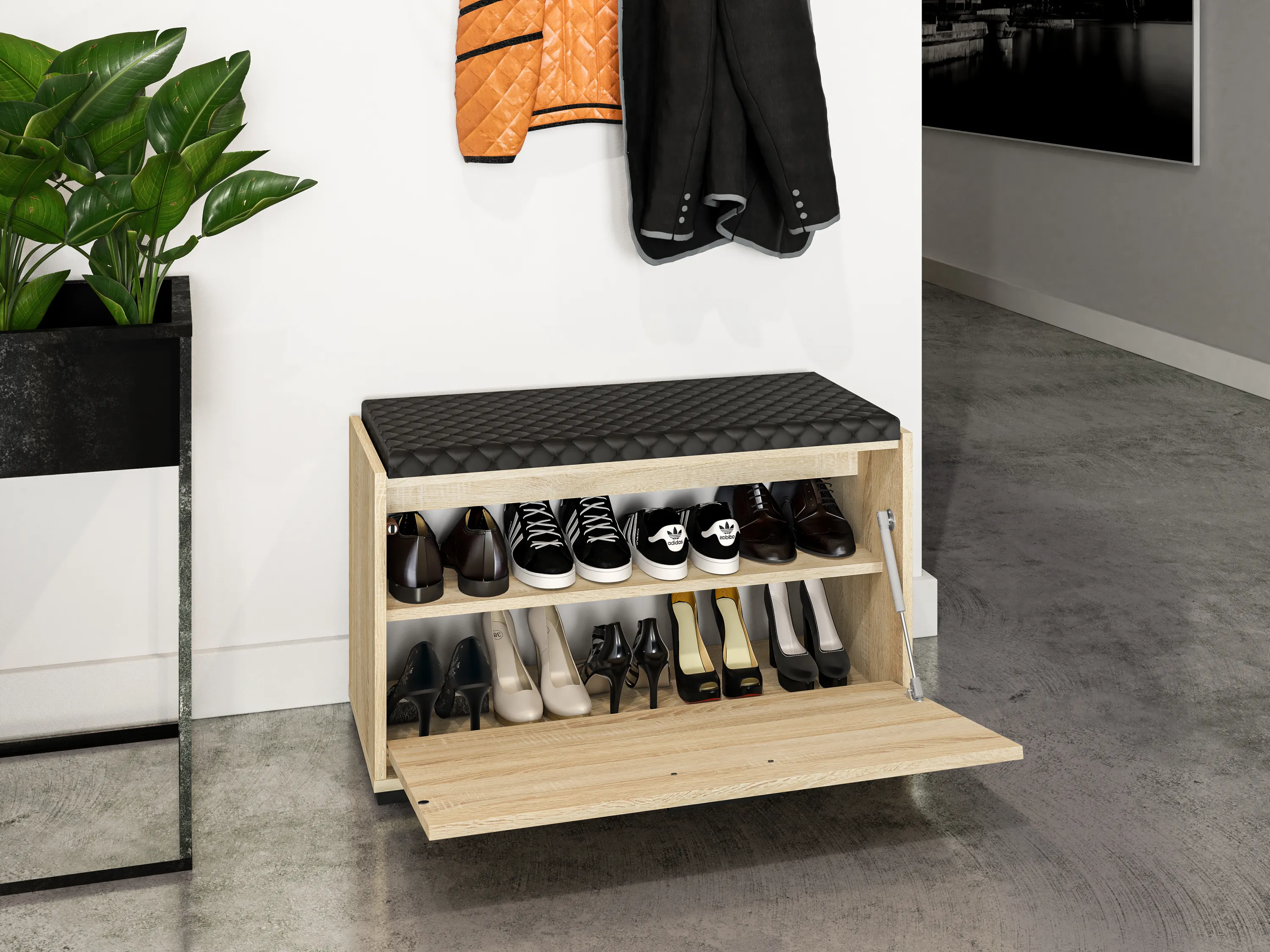 Szafka na buty z siedziskiem Caro 04 Sonoma jasna 48x80x34 - 1CARO04-001