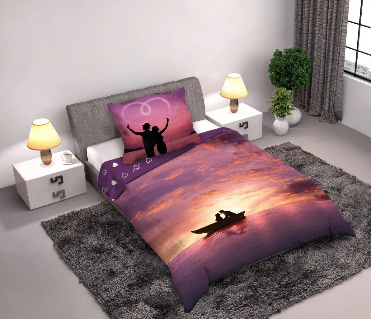 Pościel komplet AMORE 004 bawełna 100% 160X200+70X80 wielokolorowy - FARO_19489