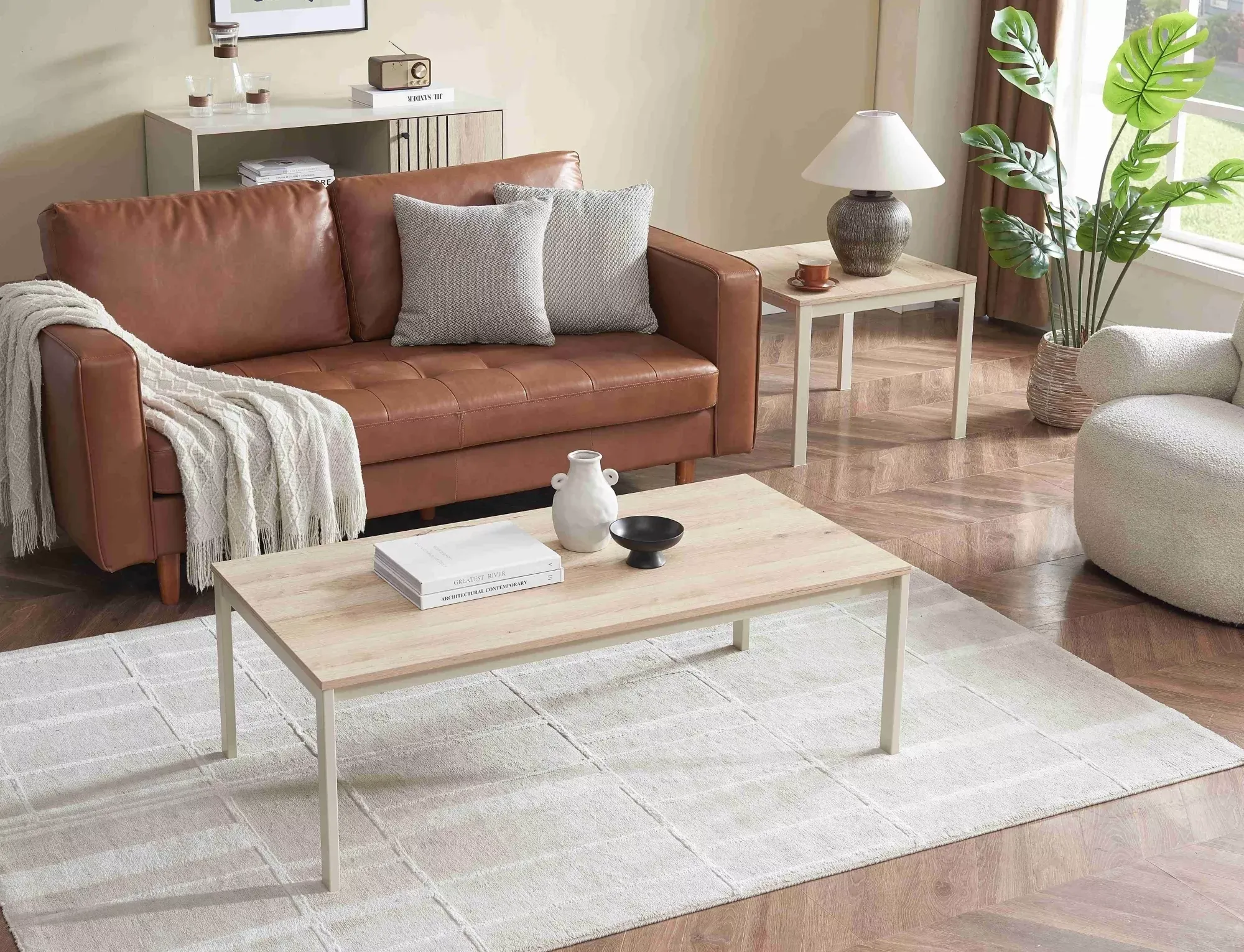 Stolik kawowy FROST L2 60x60 dąb alpejski/złamana biel - FROSTL2