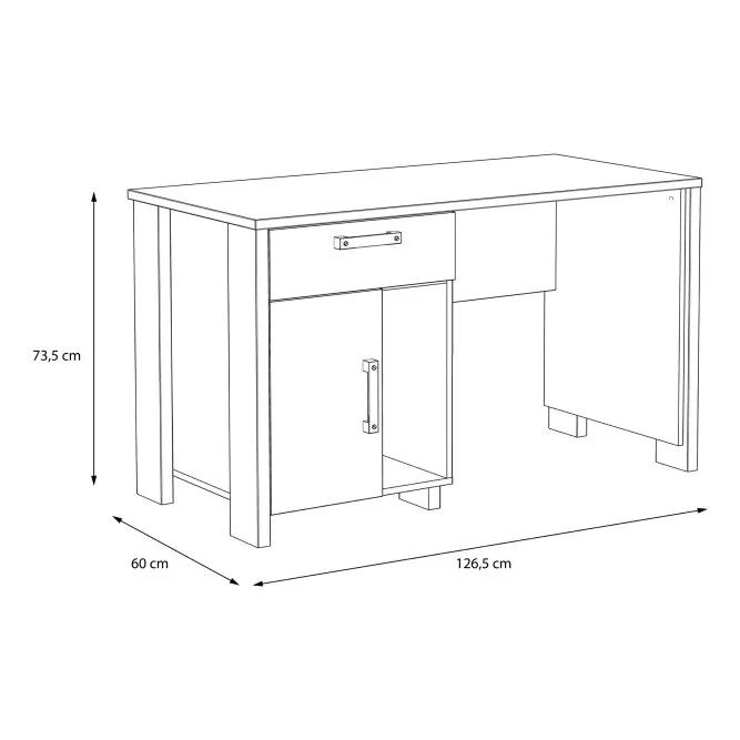 Biurko z szafka i szufladą CLIF 60x126 cm - old wood vintage, beton - CLFB211-C546