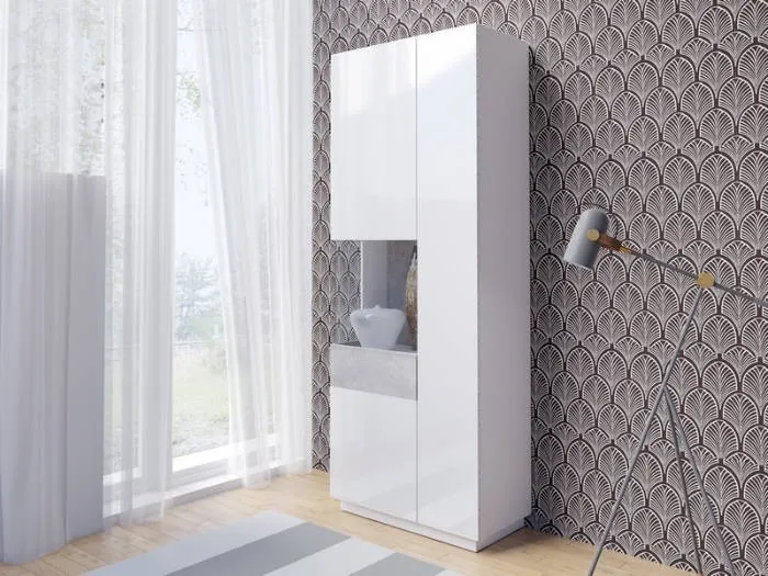 Witryna SILKE 12 dwudrzwiowa lewa biała beton 207x80x40cm — zdjęcie 2