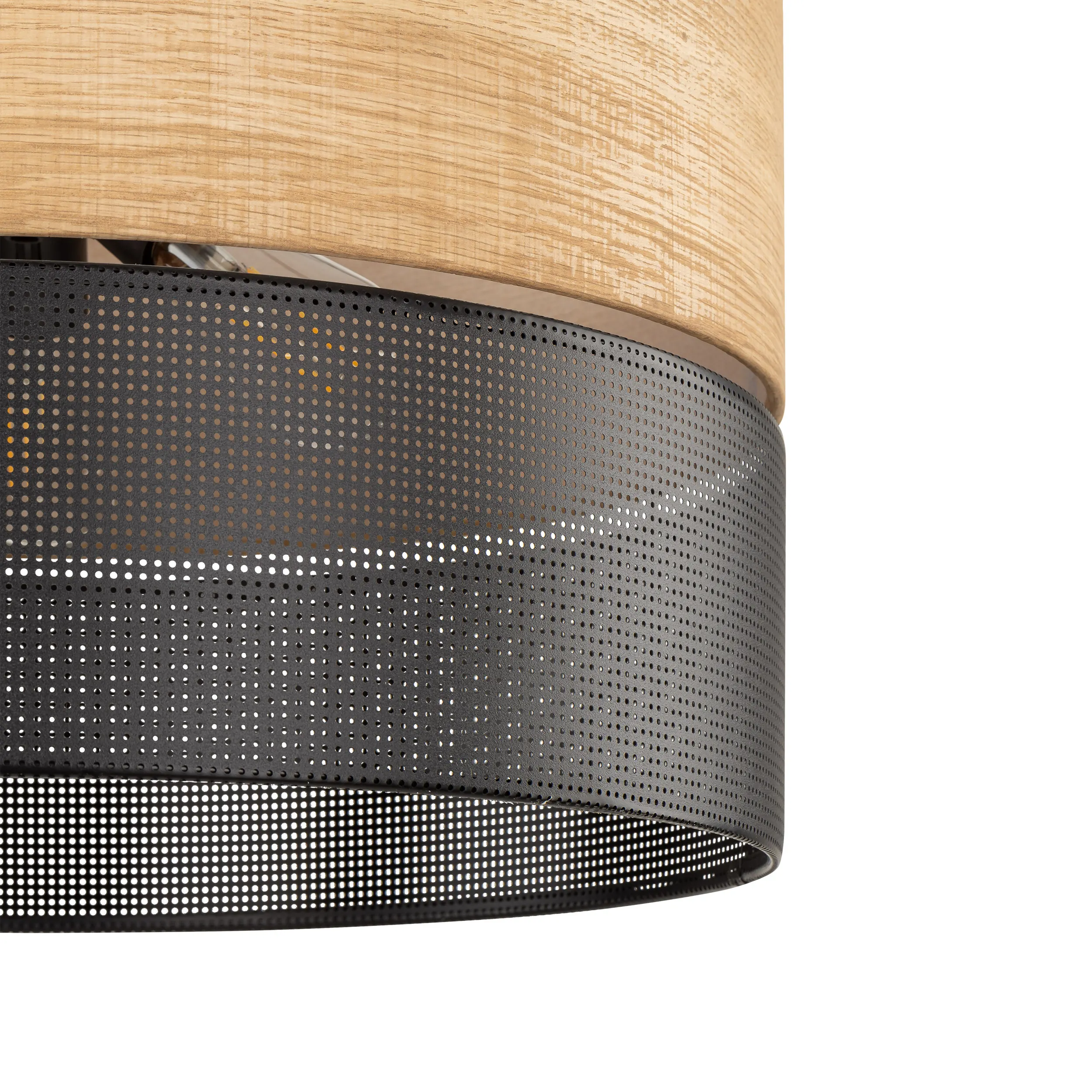 Lampa wisząca NICOL czarna z drewnianym elementem okrągła 120x50cm - TK_4798