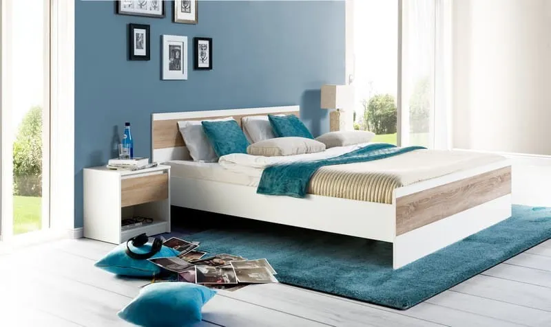 Łóżko WENECJA 3 dwuosobowe z zagłówkiem dąb sonoma białe 160x200cm - TH-208-0041