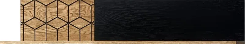 Półka wisząca MOSAIC 35 drewniana dąb miodowy czarna 170x28x25cm