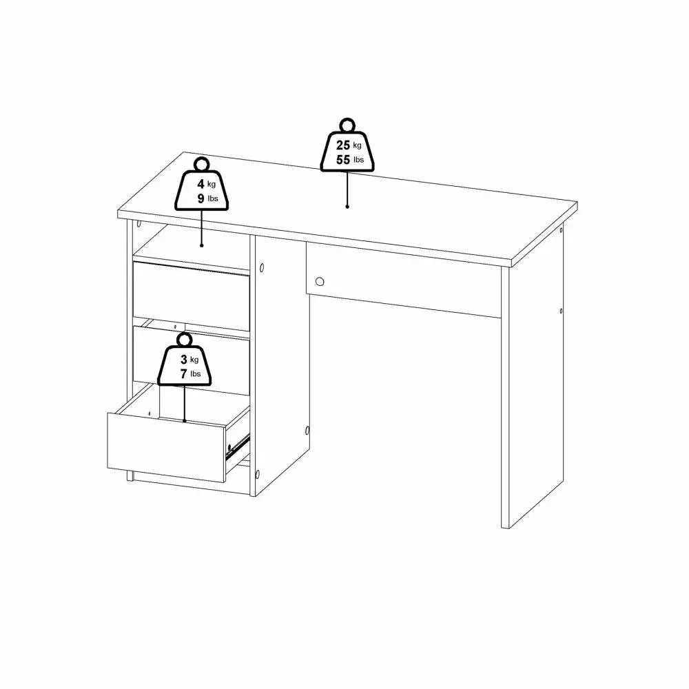 Biurko z 3 szufladami FUNCTION PLUS 110cm białe - TV_704924949