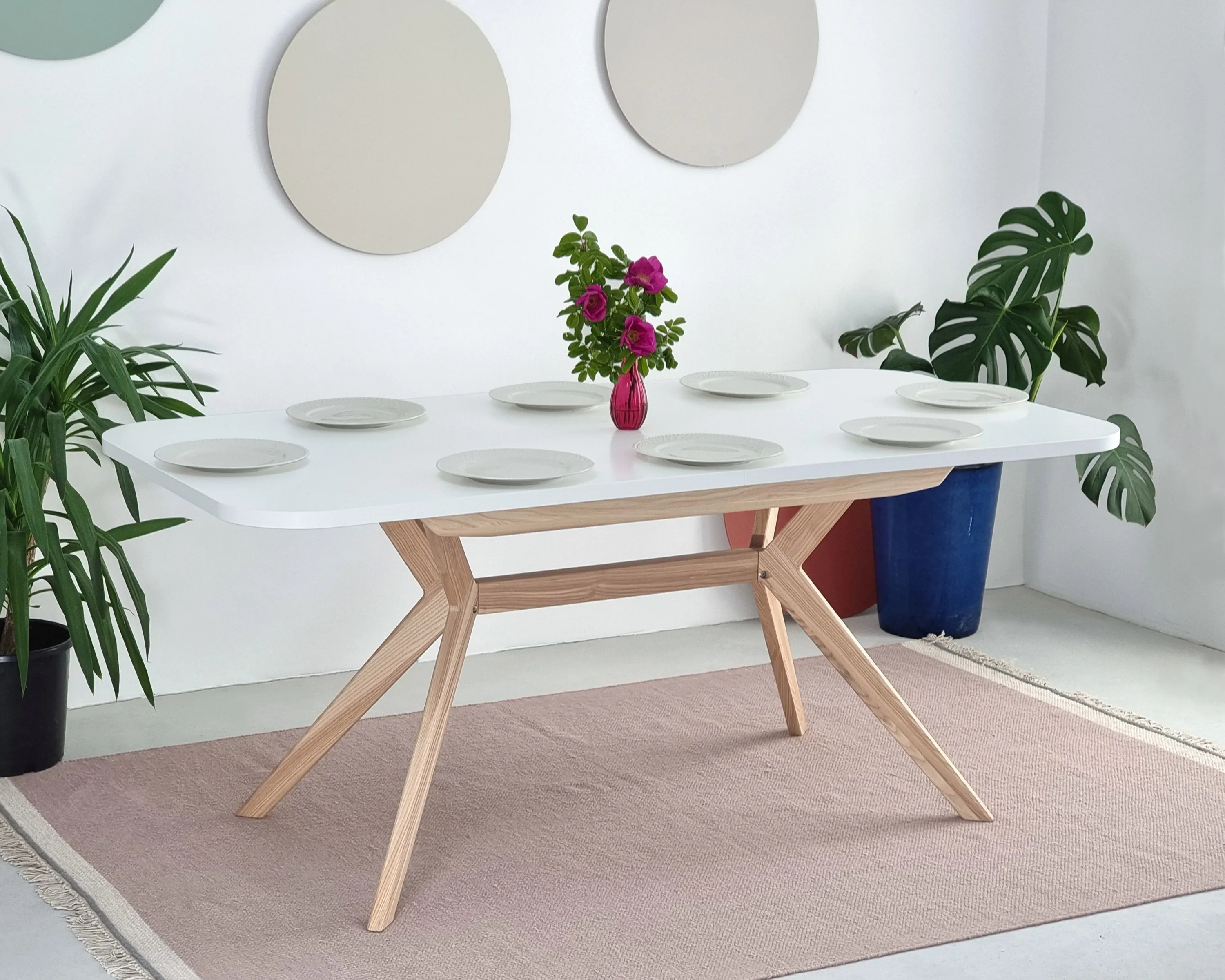 Stół rozkładany BIJU 90x170-220cm biały naturalny Stół rozkładany BIJU 90x170-220cm biały naturalny