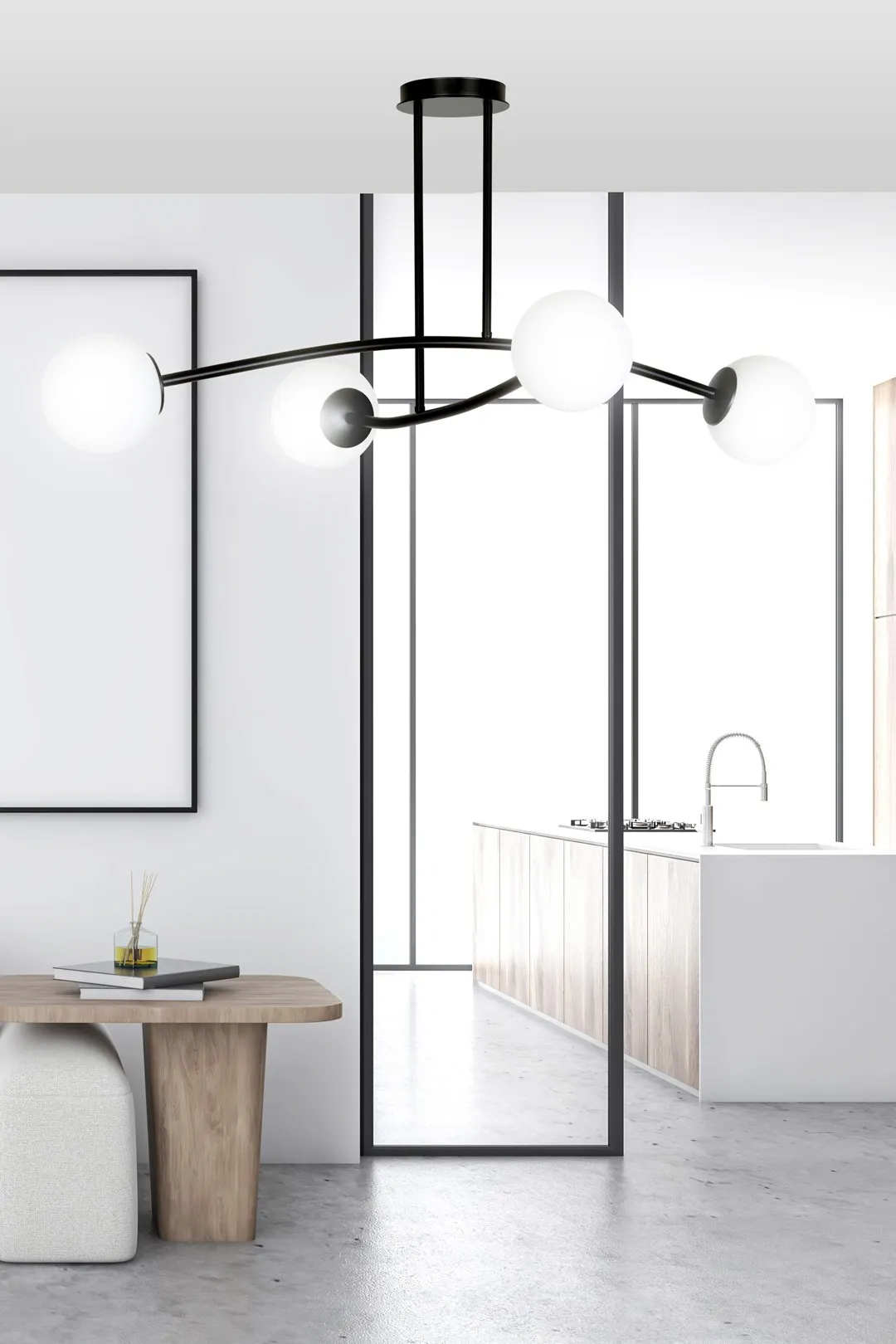 Lampa wisząca HALLDOR 4 czarny biały — zdjęcie 4