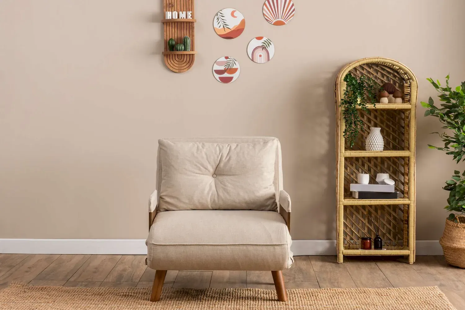 Fotel rozkładany COSMO Single drewniane podłokietniki kremowy - ASI_859FTN2336