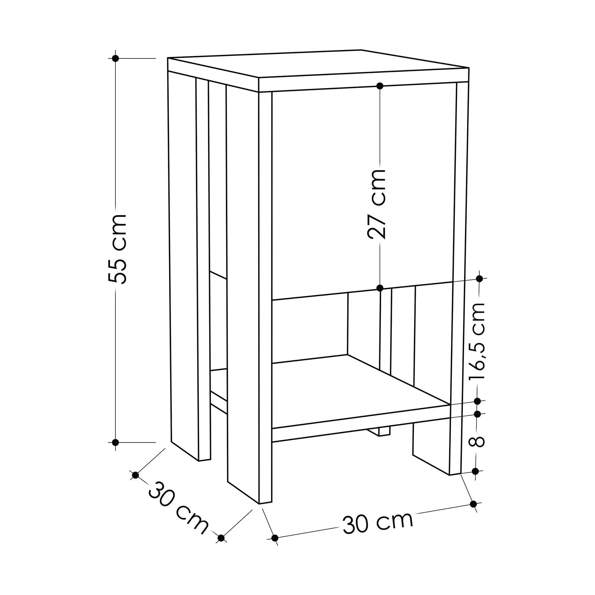 Szafka nocna EMA 30x30x55 dąb naturalny