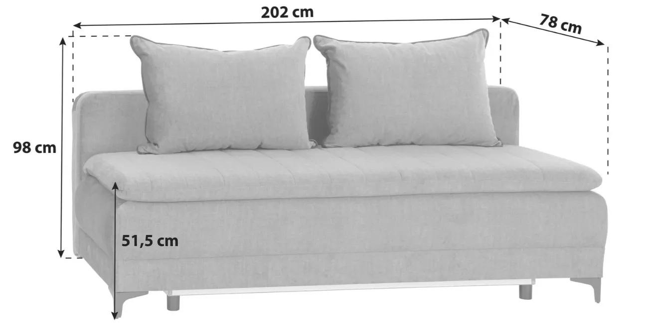 Sofa rozkładana LUCA 2 poduszki oparciowe, ciemny beż - RU25413