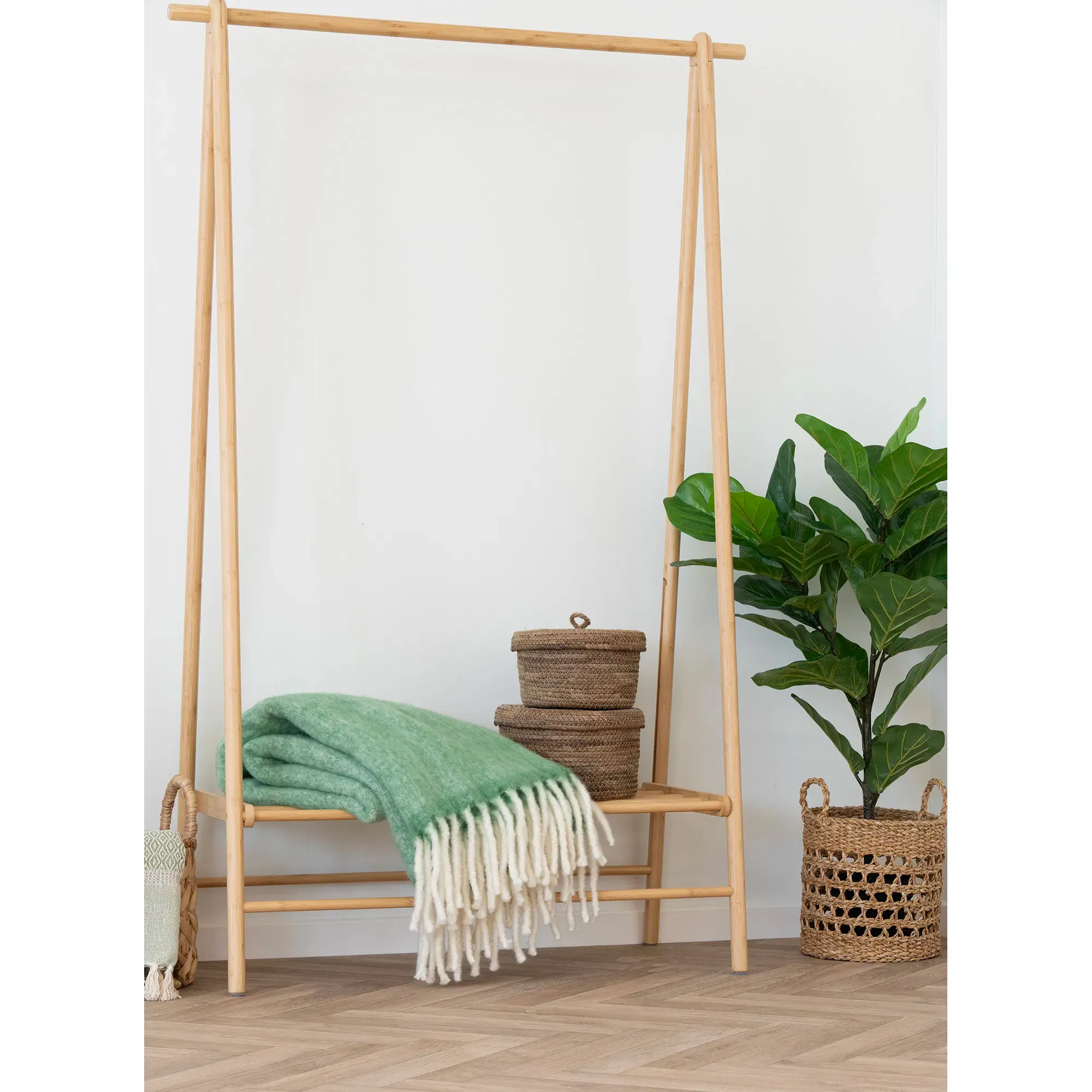Wieszak z bambusa MANAUS 104 cm naturalny — zdjęcie 7