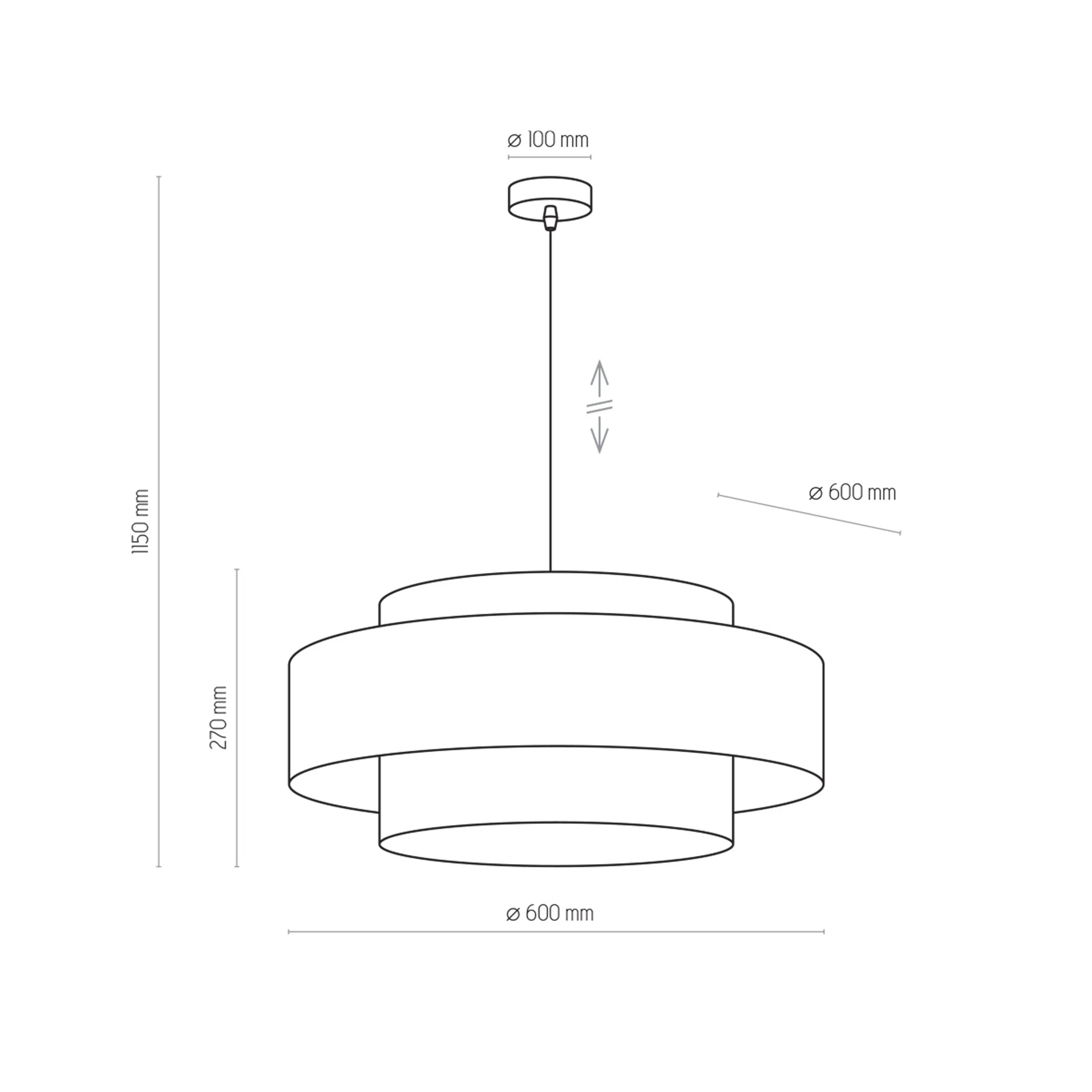 Lampa wisząca CALISTO czarna ze złotym elementem 160x50cm - TK_4376