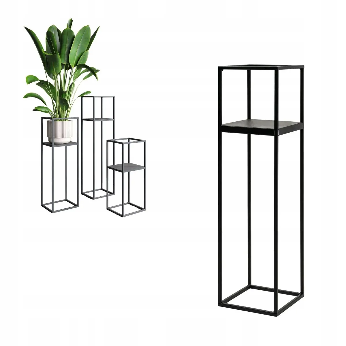 Kwietnik stojący metalowy LILLE L czarny Roślina, Roślina doniczkowa, Słoik, plantator, Wazon