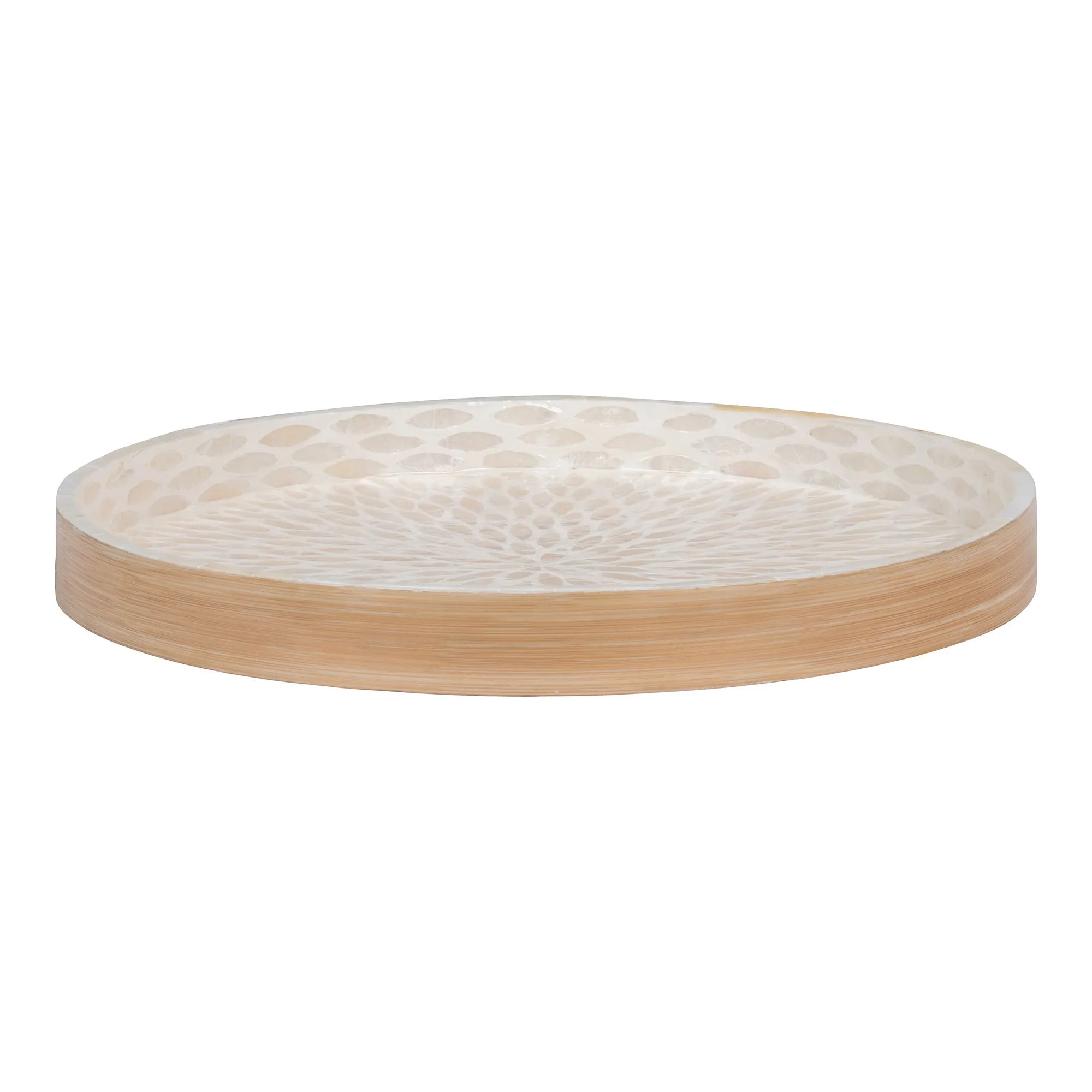 Taca do serwowania bambusowa 40x40x3,5 cm naturalna kremowa