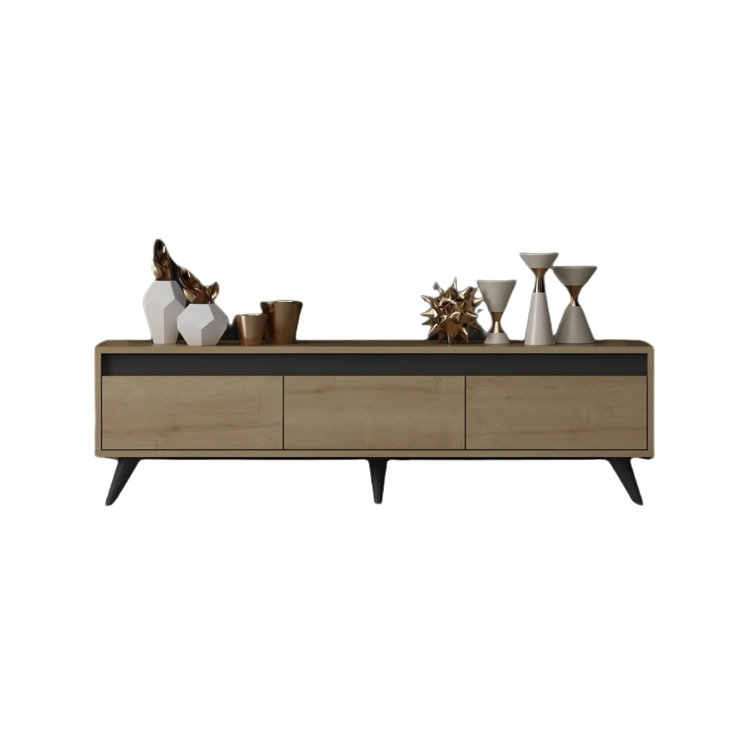 Szafka RTV drewniana 3-drzwiowa CENTURY 150 cm dąb sapphire - ASI_327ODS1115