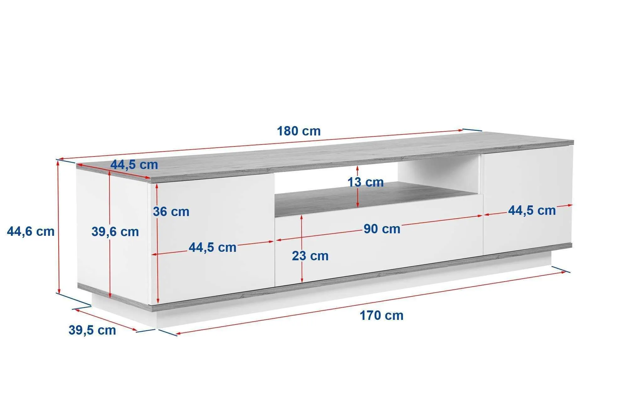 Szafka RTV 3-drzwiowa VERAMONT 180 cm - biały dąb - ASI_353NRD1203