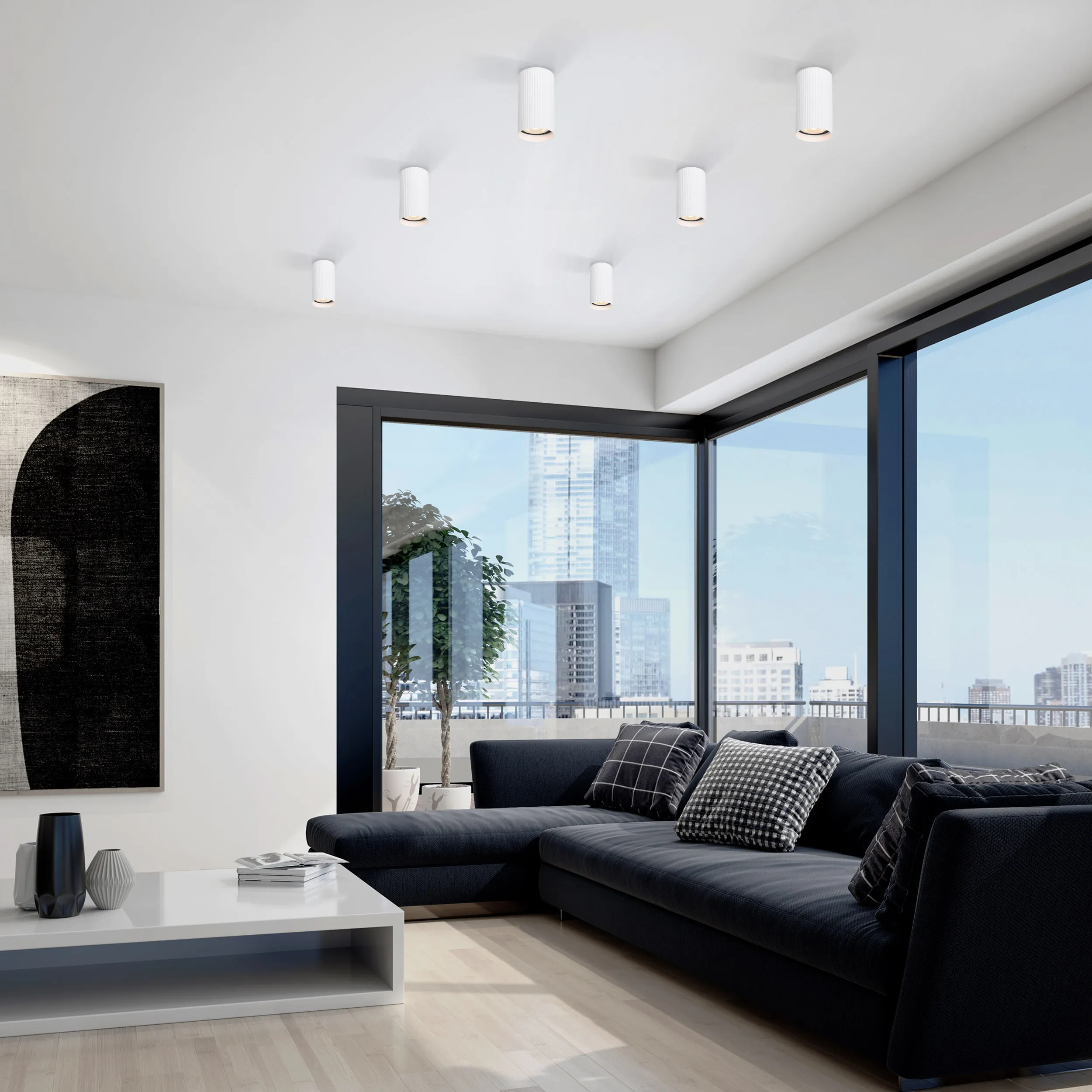 Plafon TUNE biała rozmiar S okrągła metalowa 10x5cm - TK_10023