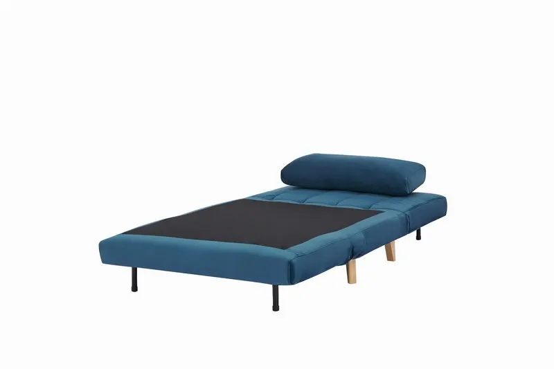 Fotel rozkładany BILLY VELVET niebieski tap.188/buk - BILLYVN