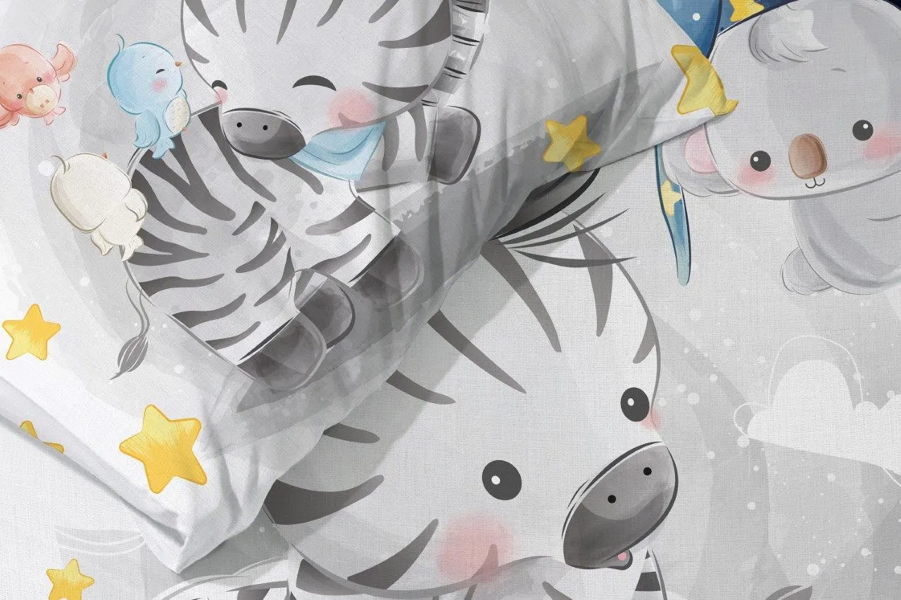 Pościel komplet dla dzieci PRZYTULAKI 012 bawełna 100X135+40X60 ZEBRA wielokolorowy - FARO_27707