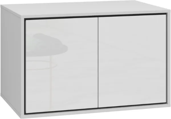 Szafka pod umywalkę IRVINE 2-drzwiowa 80cm - biały połysk, czarny - 309WNP58