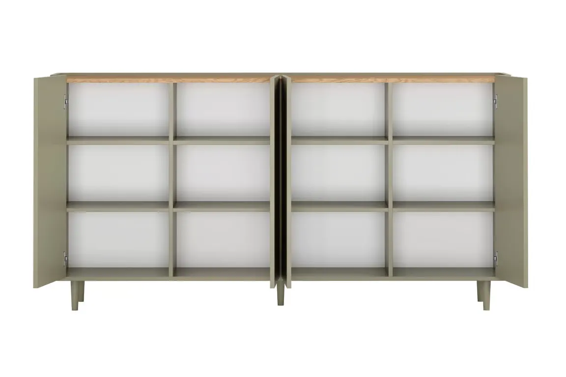 Komoda 4-drzwiowa ELIVO 200cm drewniane nóżki eukaliptus dąb baltic dune