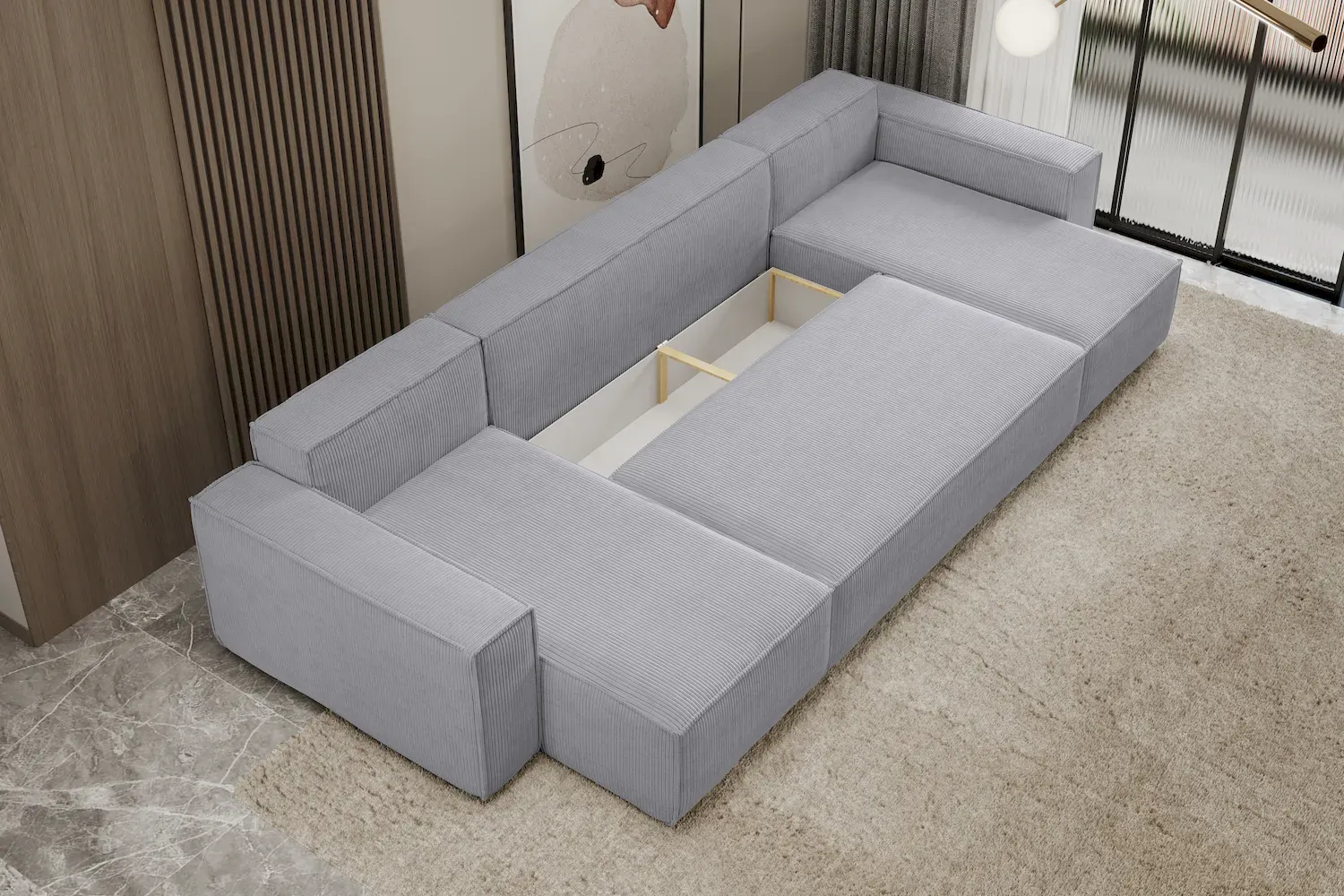 Narożnik uniwersalny KARL U rozkładany tkanina Poso 110 jasnyszary - NAROZNIK_KARL_U_POSO110