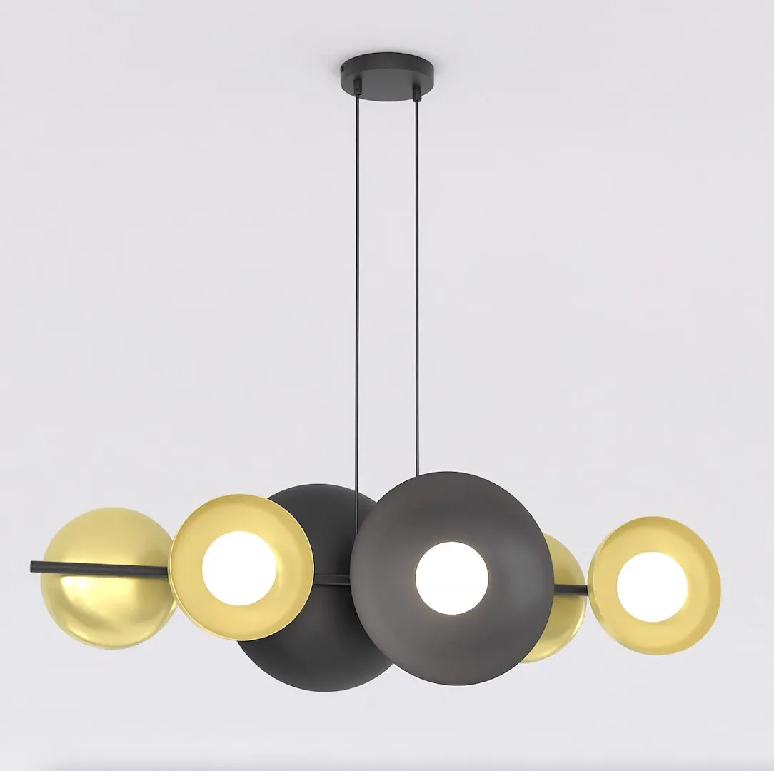 Lampa wisząca metalowa VOLUM 6 BL GOLD czarno - złota