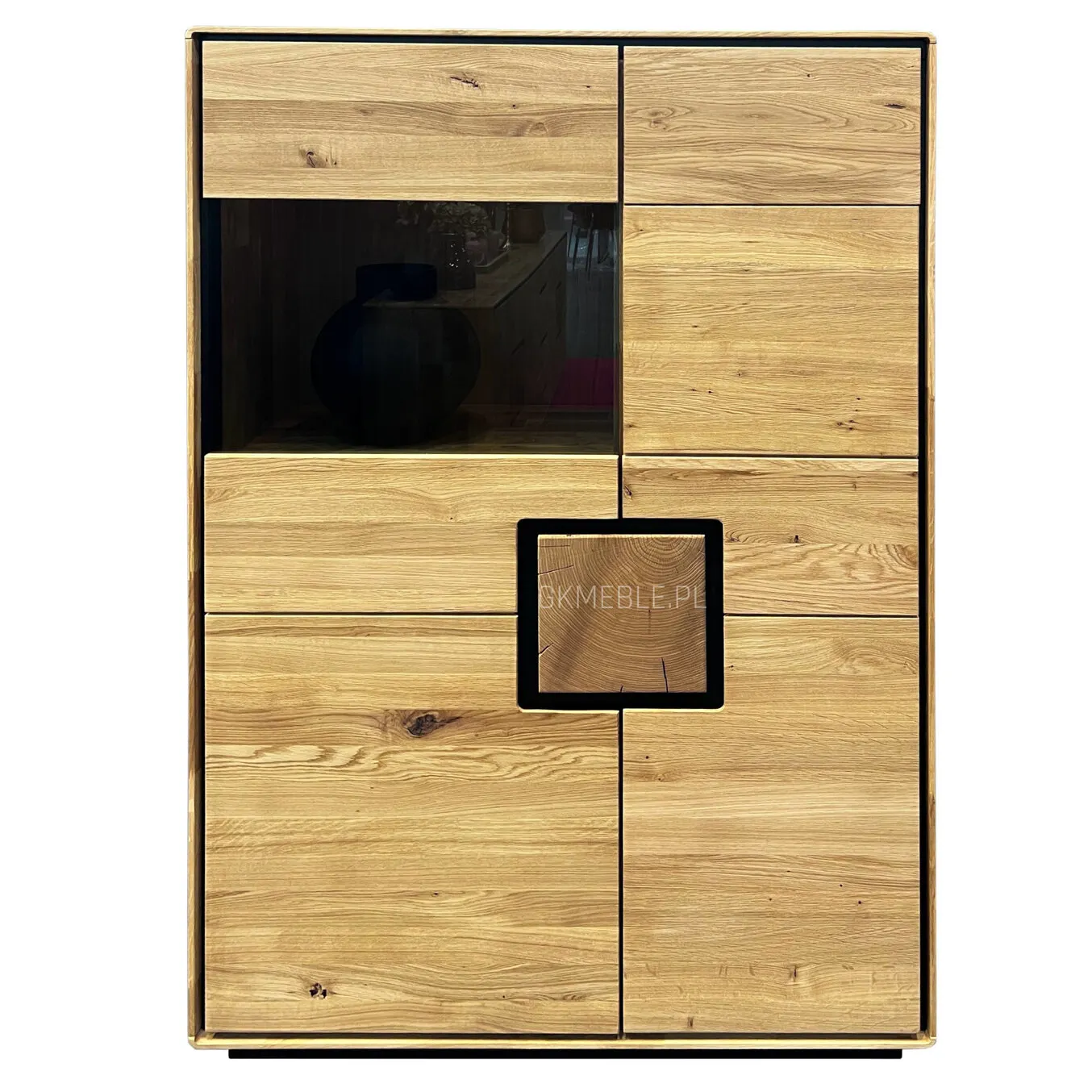 Kredens dębowy z przeszkleniem MELLOW 2-drzwiowy 100x151 lewy