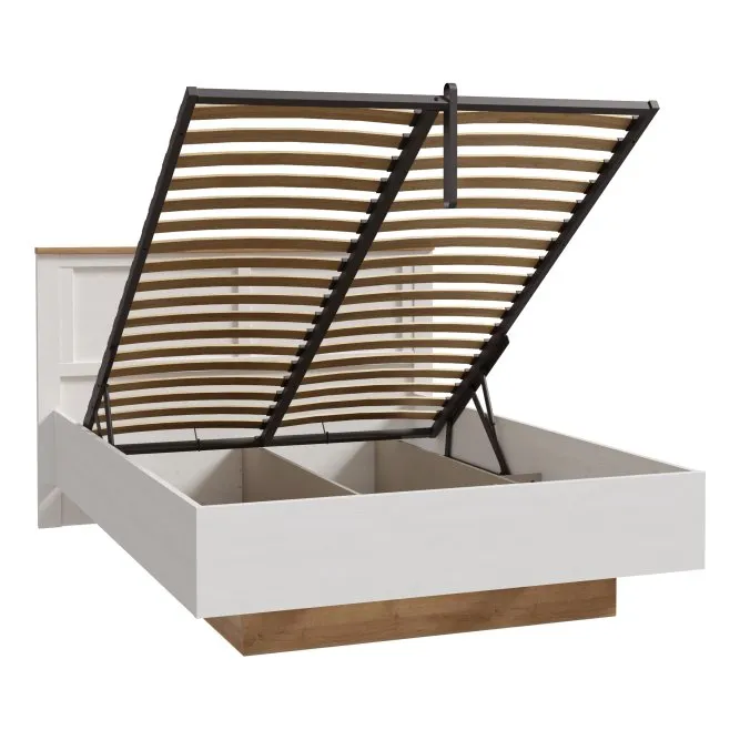 Łóżko ze stelażem CHISBURY 140X200 - dąb riviera, modrzew jasny sibu - BHLL3142-M482