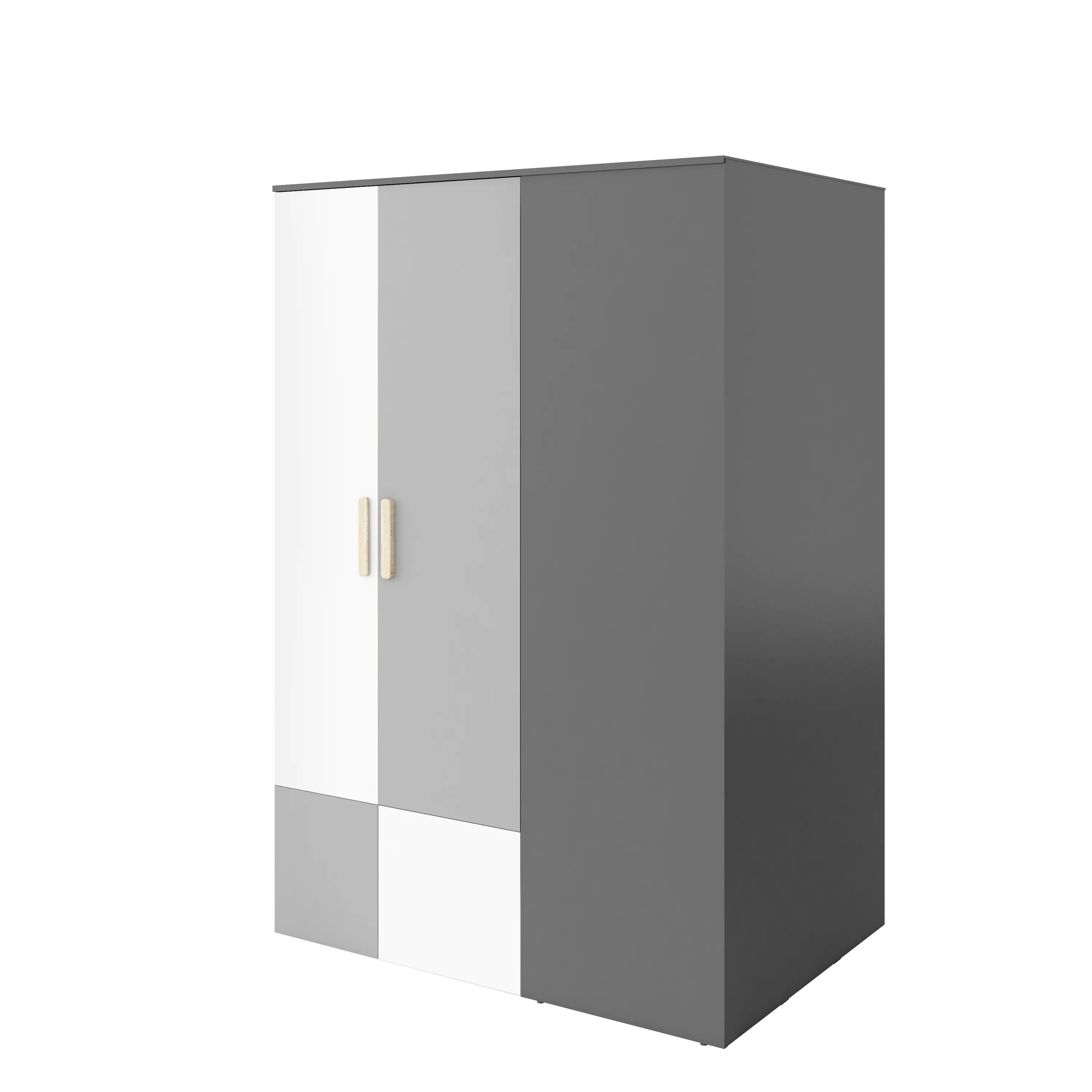 Szafa narożna Pok PO-00L 130x93 - grafit/buk ibsen/szary jasny