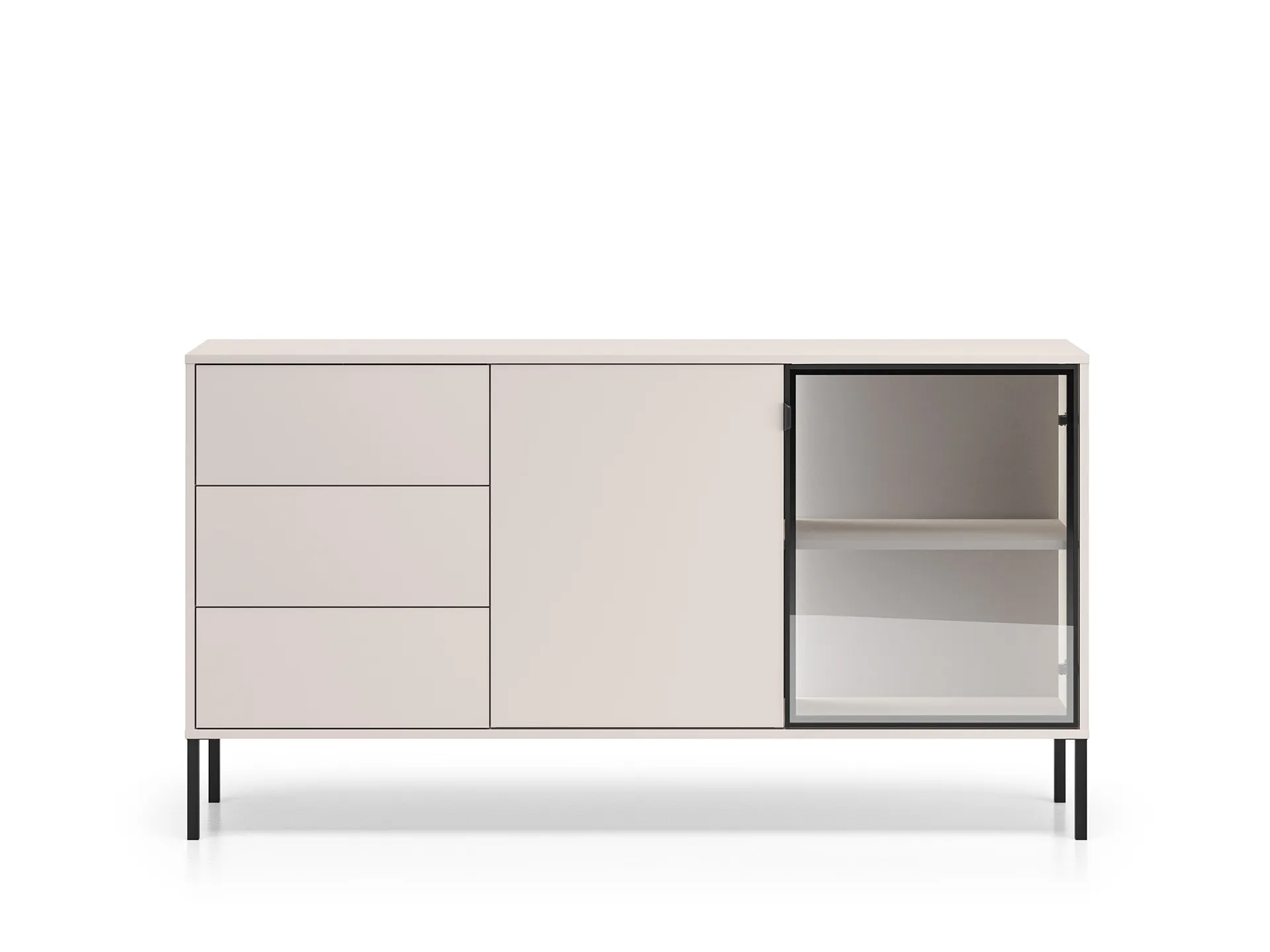 Komoda 2-drzwiowa z 3 szufladami BARNEE 02 oświetlenie LED cashmere — zdjęcie 2