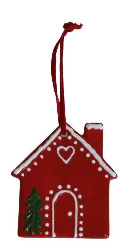 Zawieszka ceramiczna DOMEK ręcznie malowany czerwony Zawieszka ceramiczna DOMEK ręcznie malowany czerwony