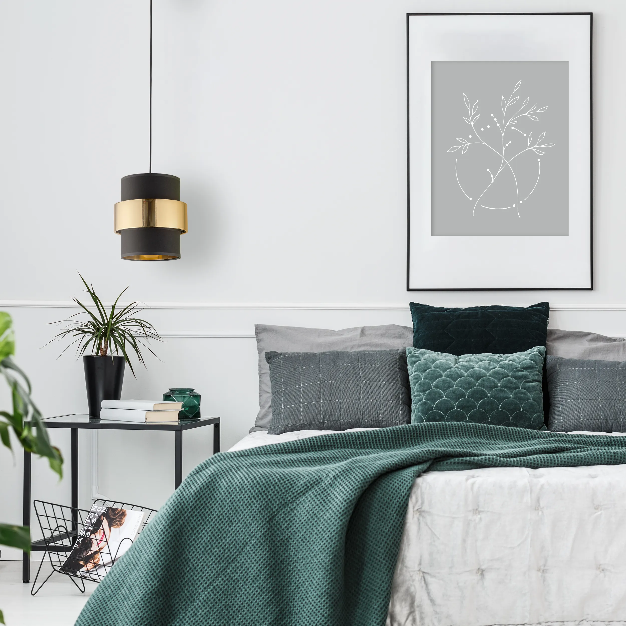 Lampa wisząca CALISTO czarna ze złotym elementem 160x20cm - TK_4377