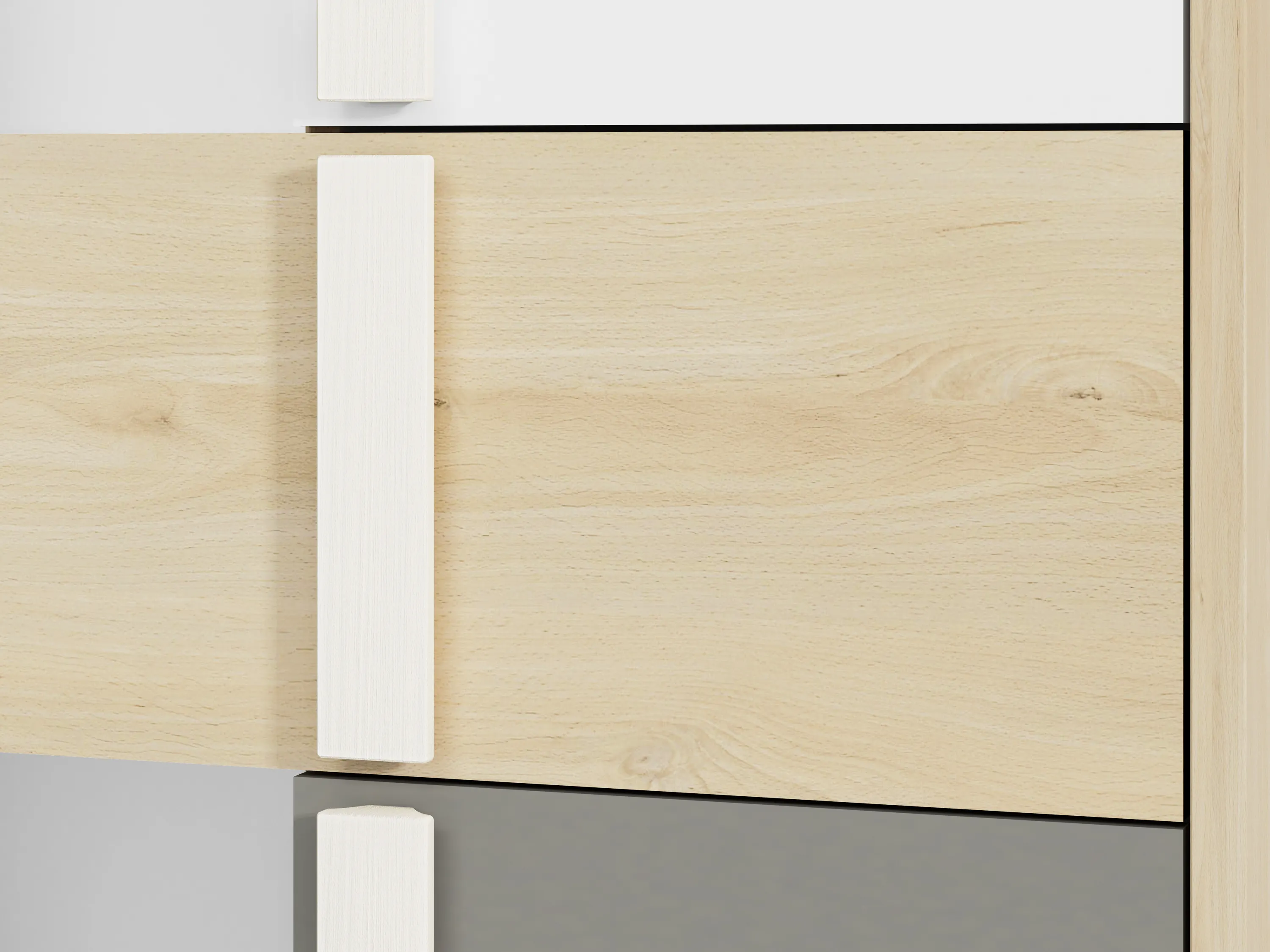 Regał 2-drzwiowy z szufladą DROP 03 buk fjord, biały, szary - 1DROP0301-001