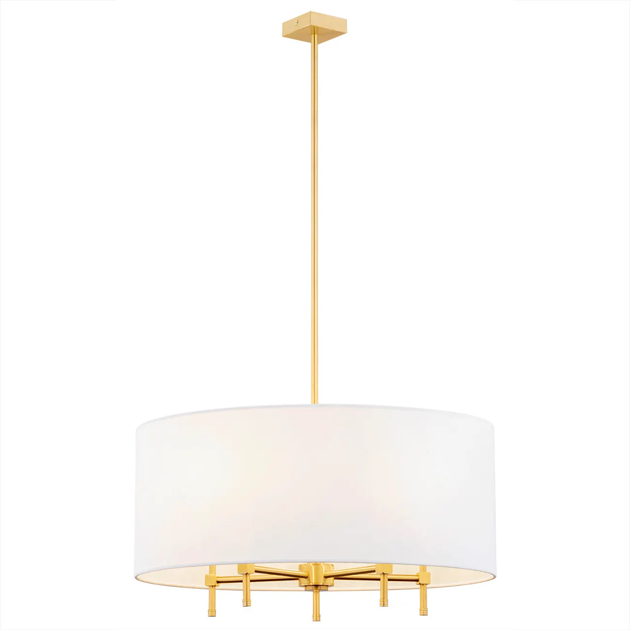 Żyrandol ABBANO metalowy mosiądz szczotkowany biały 103x60cm