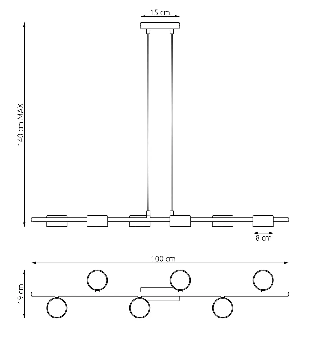 Lampa wisząca SORA 6 BL czarna - 1440/6