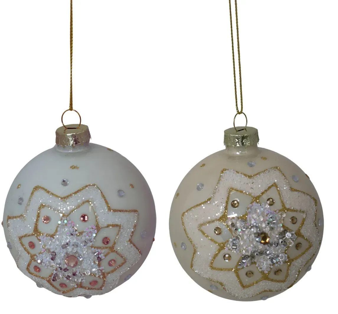 Bombki szklane 12 sztuk kremowo-złote Bombki szklane 12 sztuk kremowo-złote