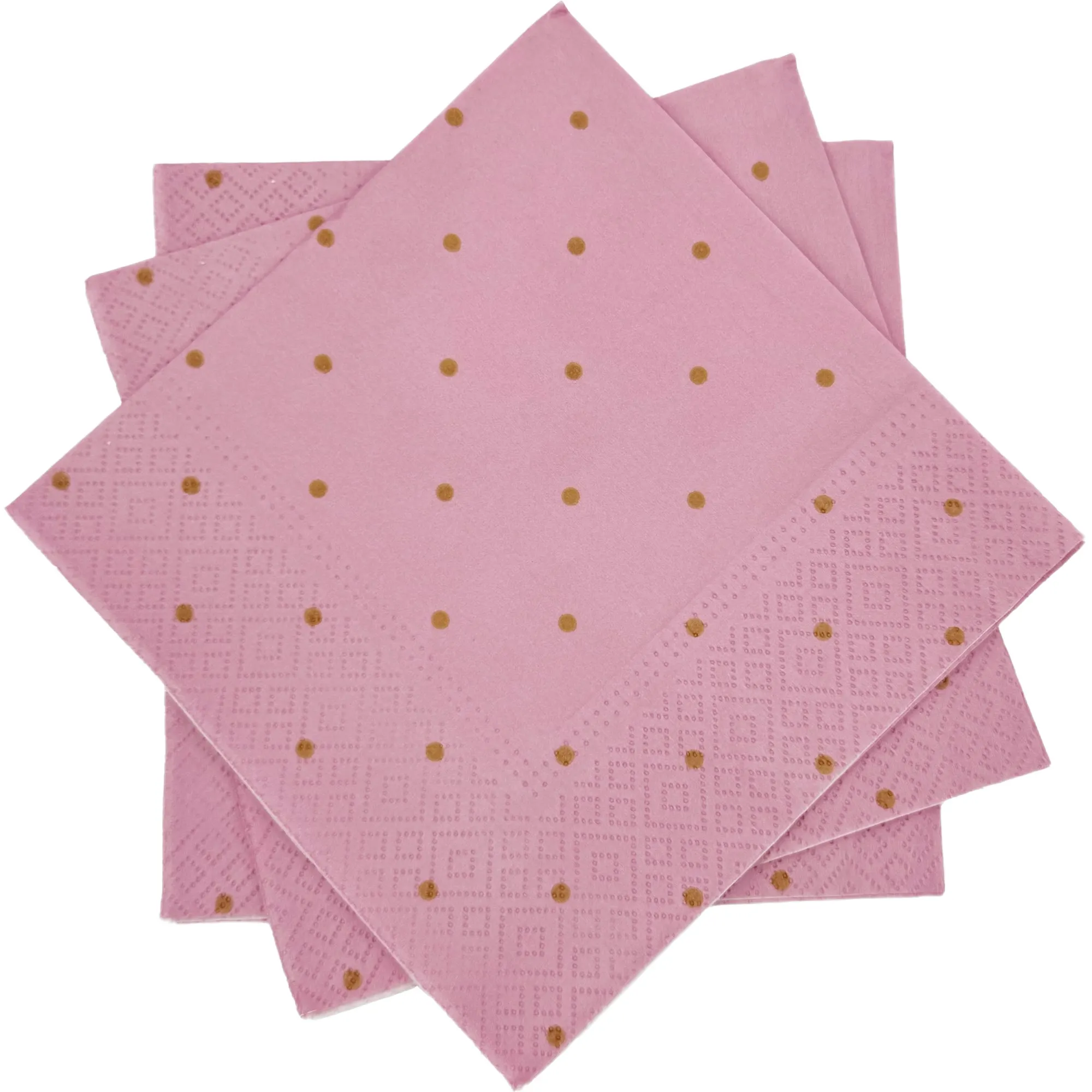 PAW SERWETKI GOLDEN DOTS LIGHT PINK 33X33CM tissue paper, napkins, różowy, wzór w kropki, kwadratowe serwetki