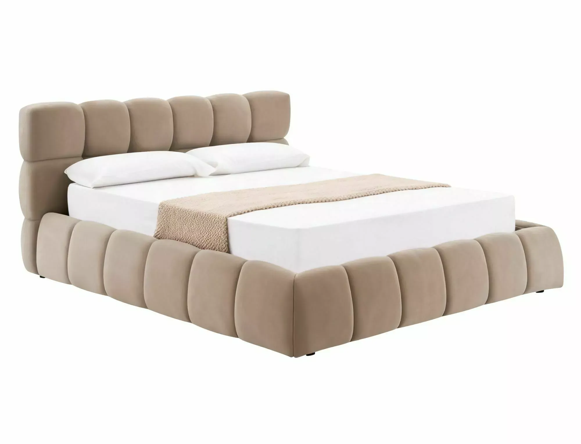 Łóżko z pojemnikiem PARMA VELVET 140x200 BLUVEL 40 ciemnobeżowe