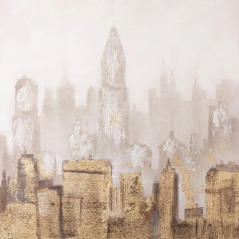 OBRAZ 404 80 X 80 CM BEŻOWY Sztuka, Malarstwo, Architektura, Budynek