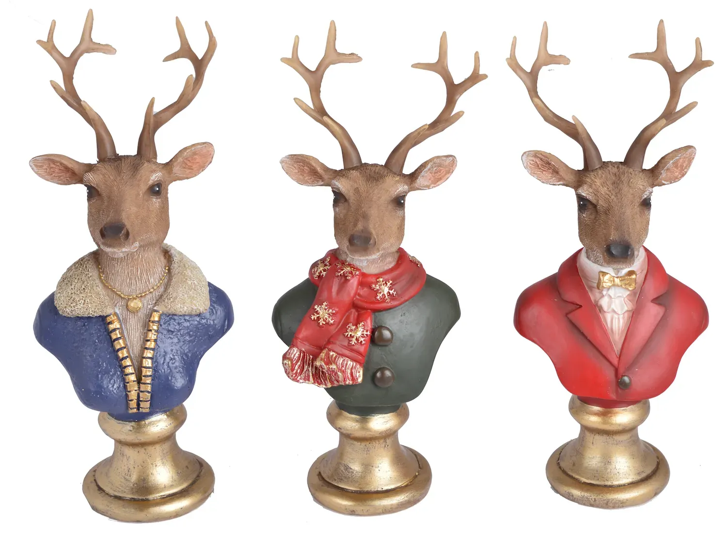 Figurka POPIERSIE RENIFERA 3 sztuki 21 cm wielokolorowe