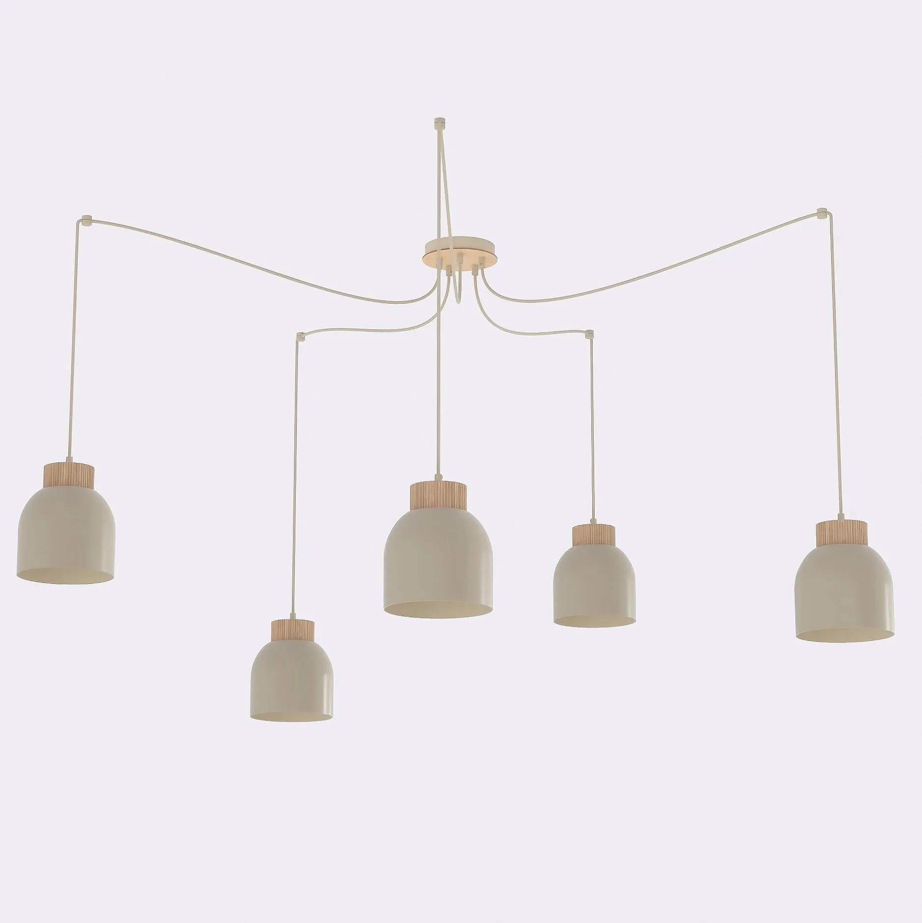 image lampa wisząca, pendant light, metalowy klosz, kolor beżowy, pierścienie kabelków