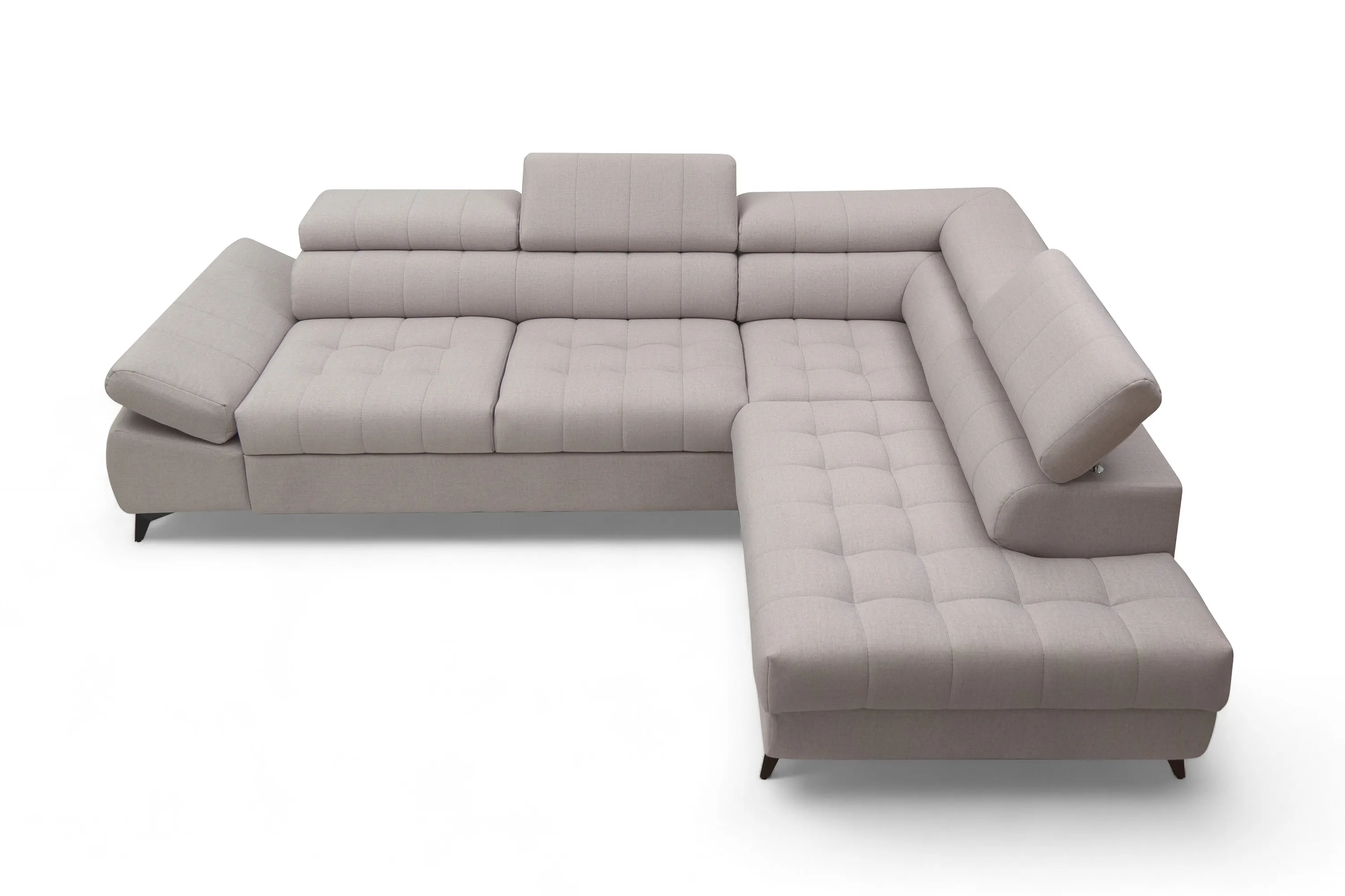 Narożnik prawostronny VALORIS L regulowane zagłówki i podłokietniki tkanina Maya 01 beżowy - B_162433